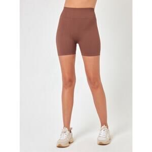 NWT L*Space Active In The Zone Ribbed Biker Shorts M/L Brown Seamless Athleisure